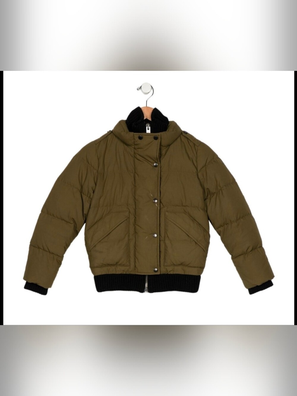 Burberry Children’s Olive Puffer Jacket Coat. Size 6Y